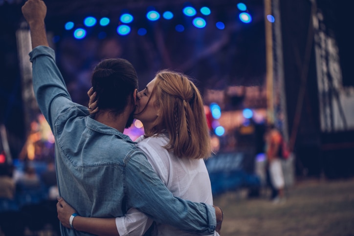 Couple spends time together outdoors on date.