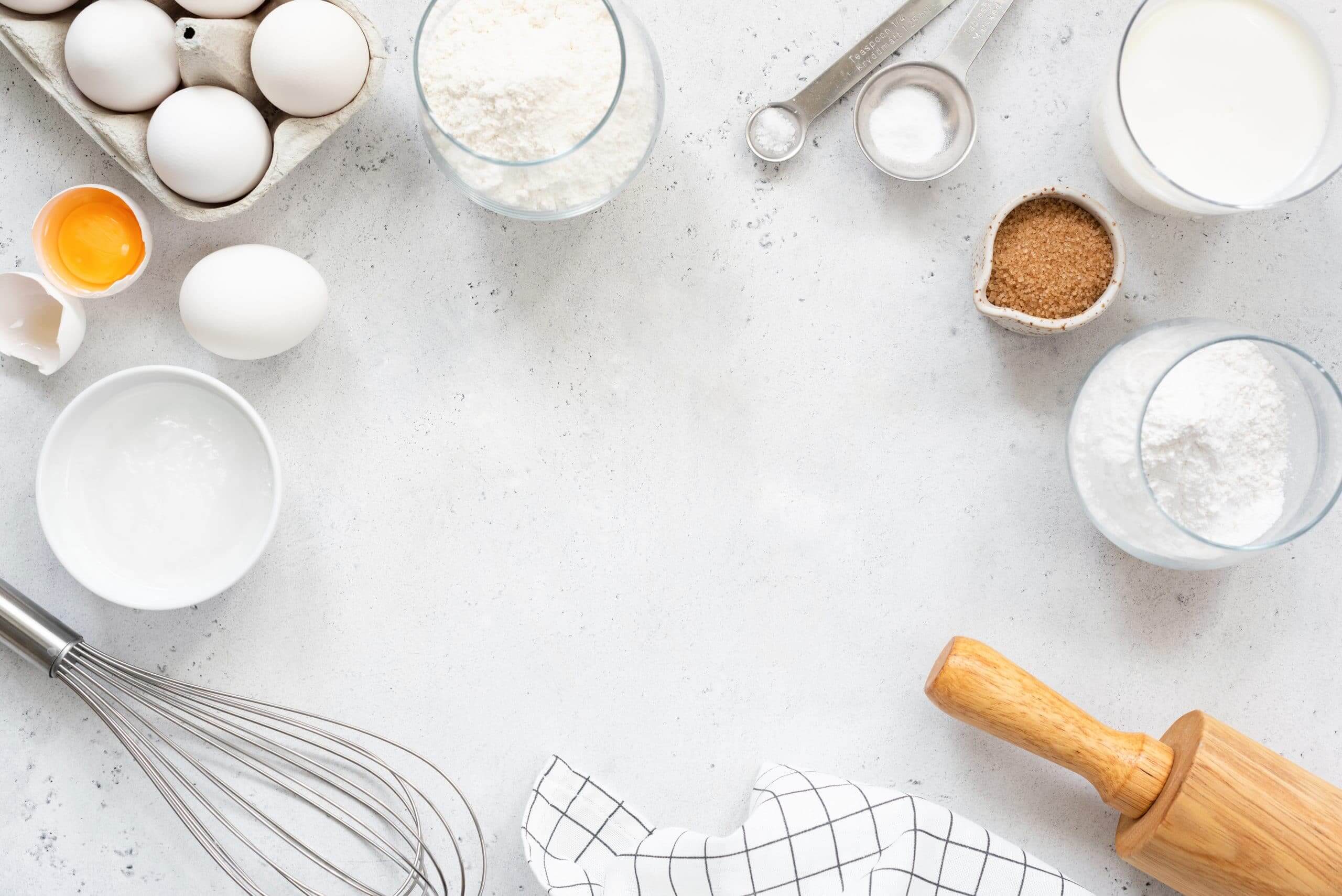 Ingredients on kitchen counter for baking a recipe to represent resilience