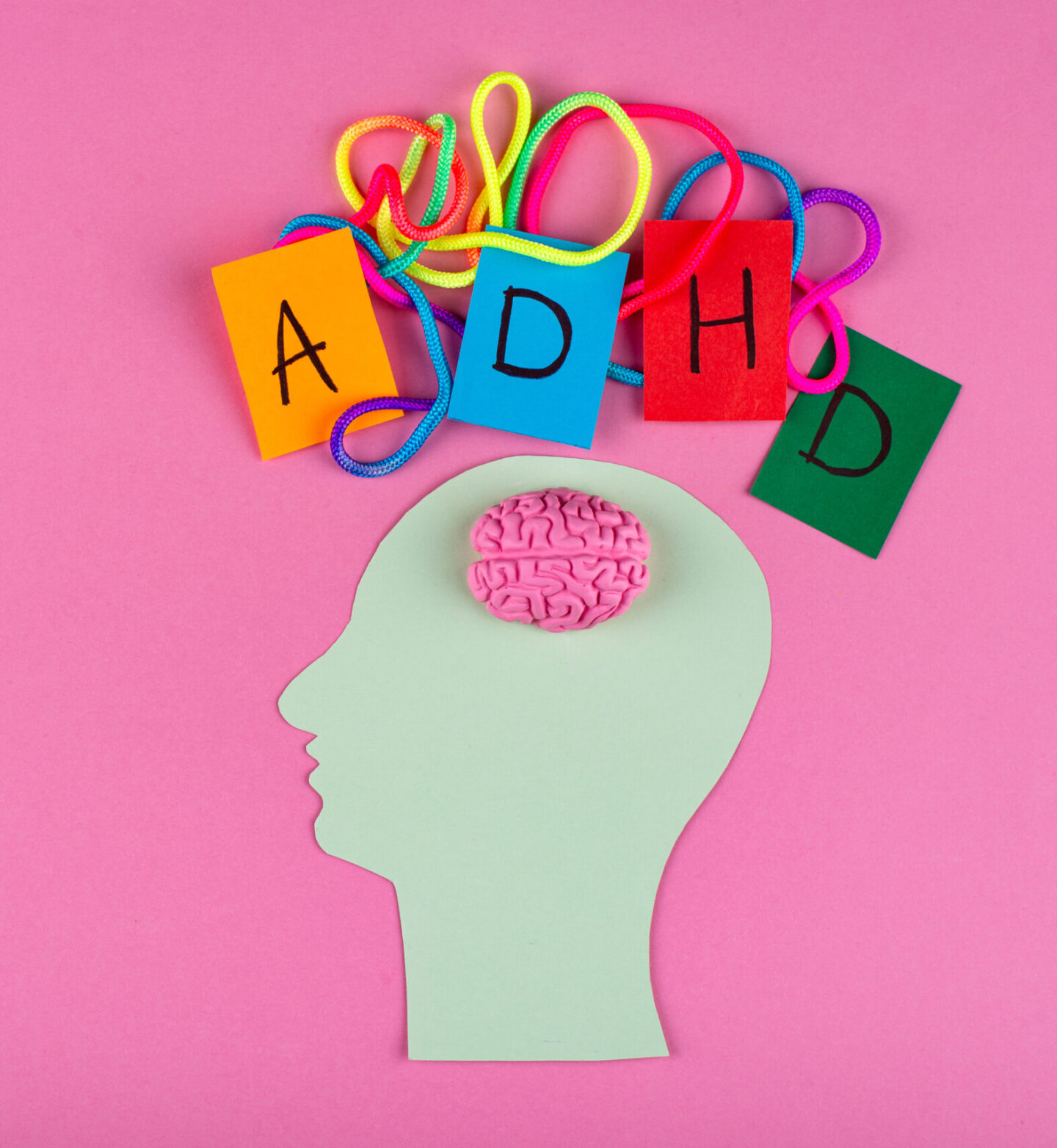ADHD concept with human mind and brain
