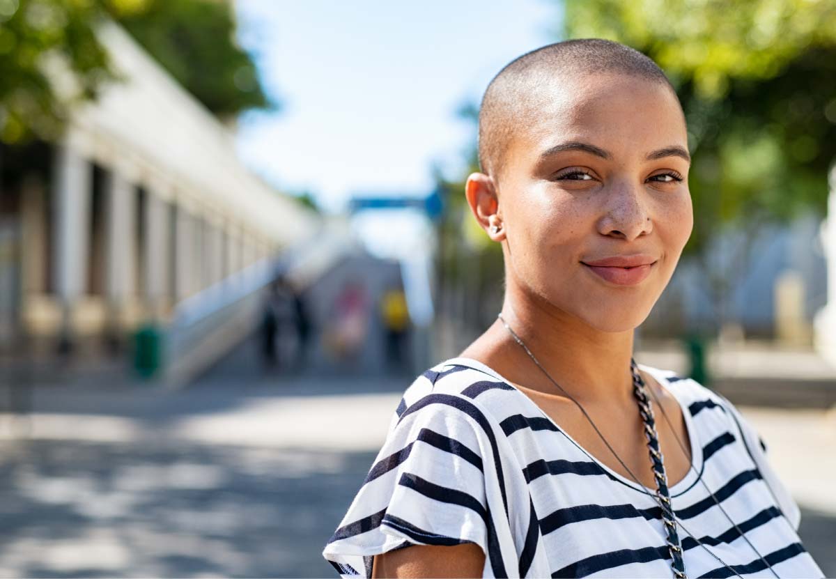 Woman outside doing better after Cognitive Behavioral Therapy